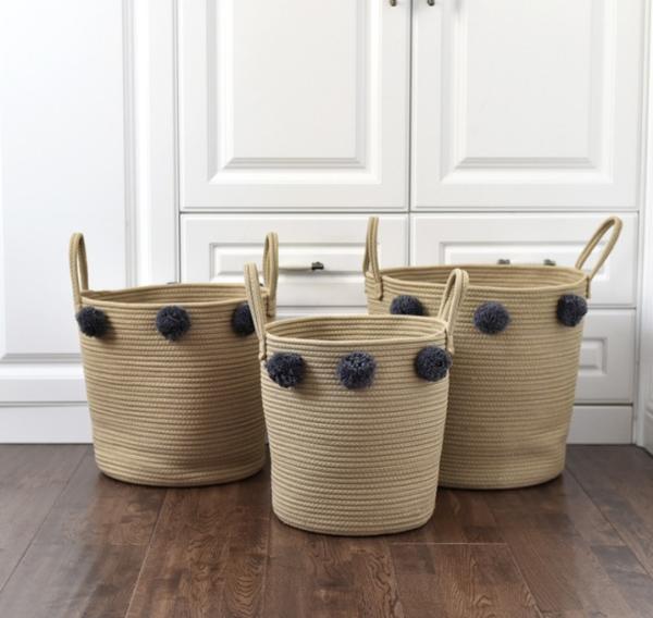 Hand knit home living room makeup decorative table cotton rope gray storage