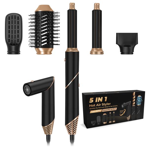 Buy cheap Professional 6 In 1 Powerful Foldable Hot Air Hair Styler Dryer Ionic Beauty Salon Balck Golden from wholesalers