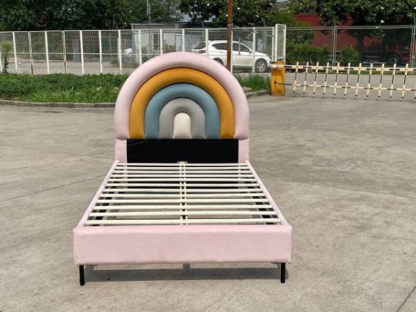 Buy cheap Children Upholstered Bed Frame Rainbow Shaped Headboard Foundation Platform Design from wholesalers