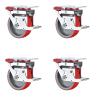 Buy cheap 125mm 1320lbs steel plate pa core red pu swivel scaffolding wheels from wholesalers