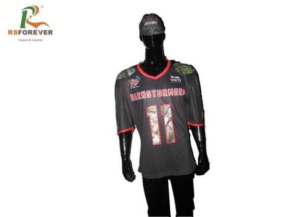 Buy cheap Black Custom Team Sportswear Dri Fit Football Jerseys Breathable Gold Printing from wholesalers