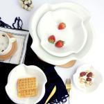 LFGB Salad Irregular Plain Pure White Porcelain Bowls Custom Logo