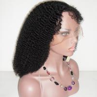 Buy cheap Natural Black Top Quality Kinky Curl Texture Peruvian Remy Hair Wigs product