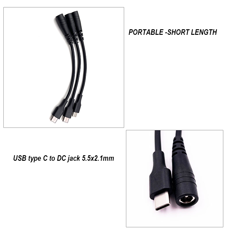5V USB Type C to DC 5.5x2.1mm Charger Extension Cable for LED Desk Lamp Fan