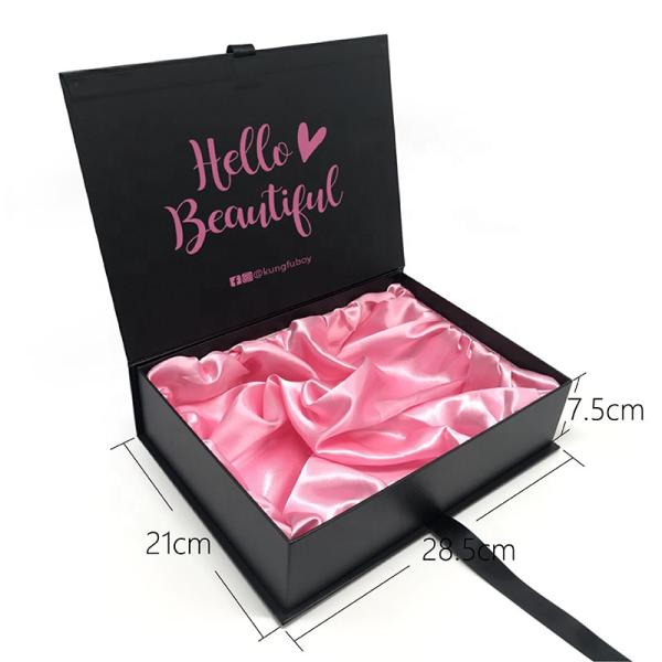 Custom Hair Packaging With Ribbon Black Luxury Wig Packaging Paper Gift Box