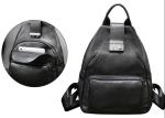 Casual Vintage Large Womens Backpack Bags , Lady Solid School Black Leather