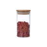 Buy cheap Airtight Glass Food Storage Jars Round Shape Customized Logo With Screw Wood Lid from wholesalers