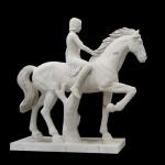 Stone carving figure sculpture white marble girl statue riding horse statue