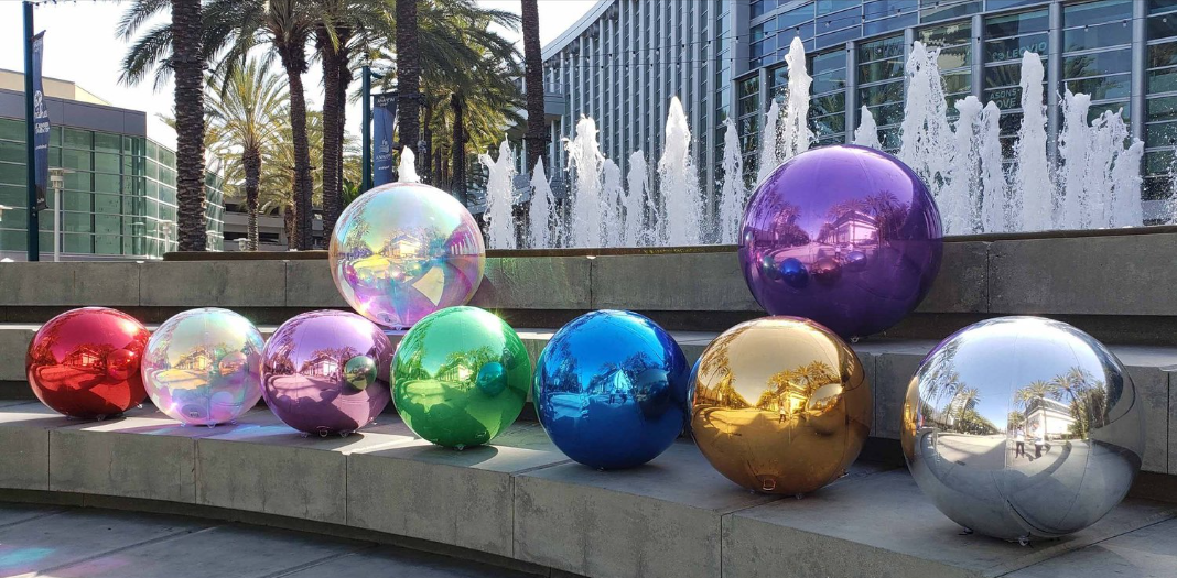 Custom PVC Christmas Large Mirror Ball Colors Outdoor Decorative Inflatable Reflective Balloons