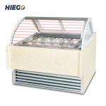 50-60hz Ice Cream Display Cabinet Curved Glass Gelato Display Cabinet
