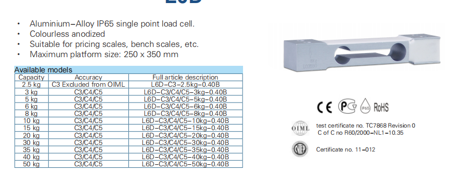 Weighing Table Size 250*350mm SOHE L6D 2.5-50KG High Precision Digital Platform Scales