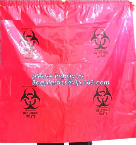 Biohazard Waste Disposal Bags Drawstring, Gallon Capacity, Medical Garbage Bags,