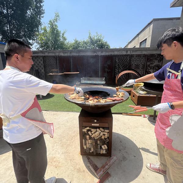Buy cheap 800mm 1000mm 1200mm Diameter Rusty Corten Steel Outdoor Grills With Removable Ash Catcher from wholesalers
