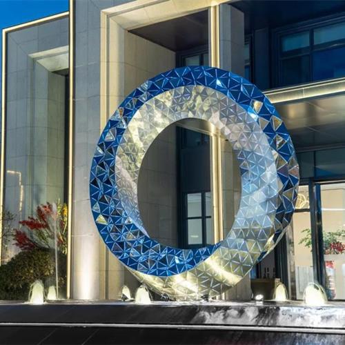 Buy cheap Building Large Circle Decorative Metal Sculpture Luminous Stainless Steel For City from wholesalers