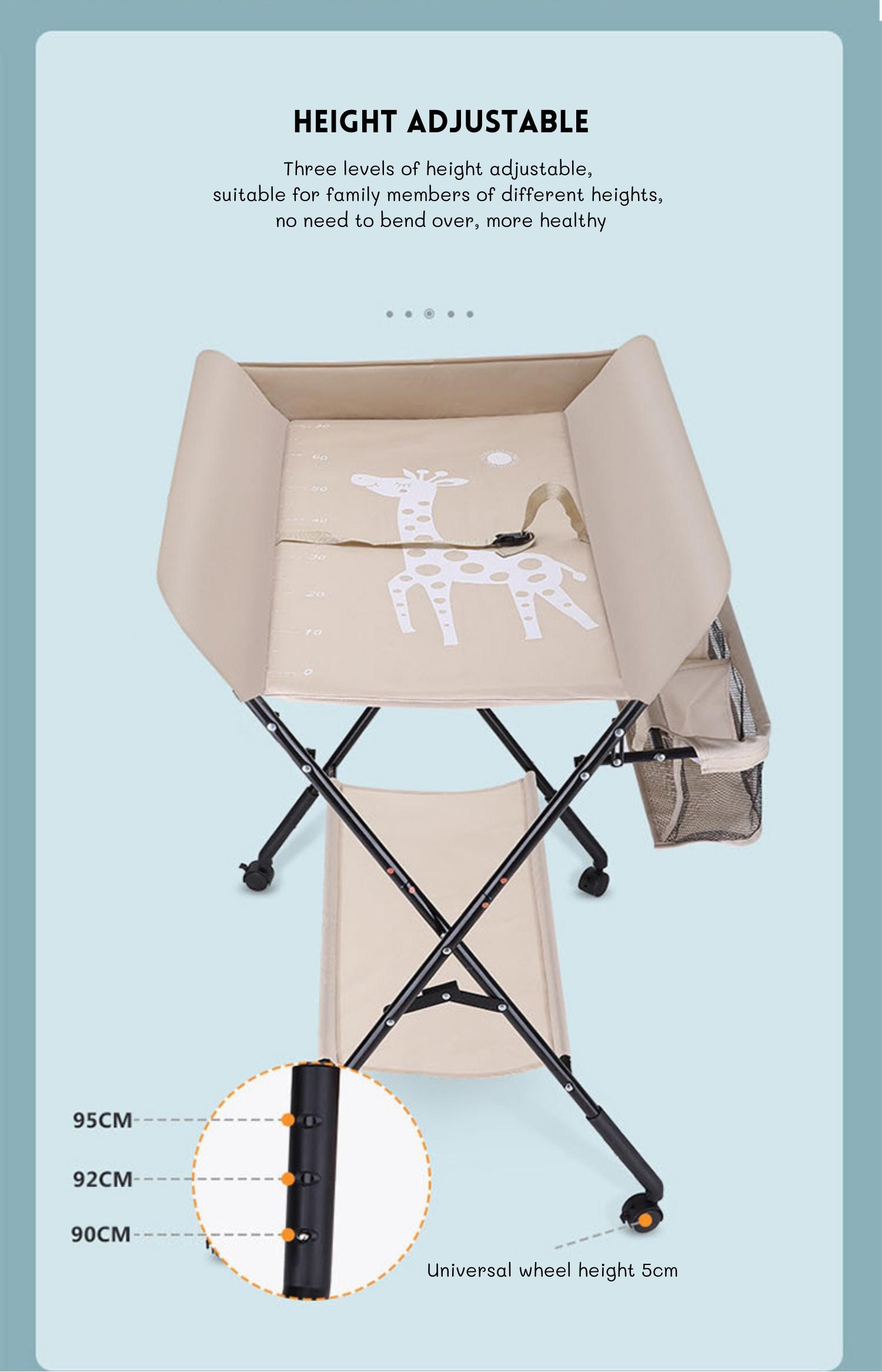 Oxford Fabric And SUS Pipe Baby Changing Table For Kids 0-3 Years Eco Friendly