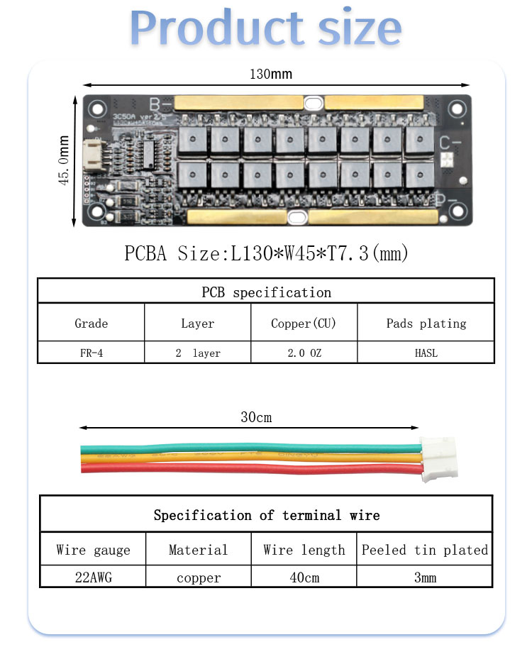 12.6V 3S 50A Active Balancer BMS For Ternary Lithium Battery Pack Home storage system