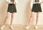 Olive Green 2020 Youth Skirt Corduroy Short Dress Fashion Trender 100% Cotton