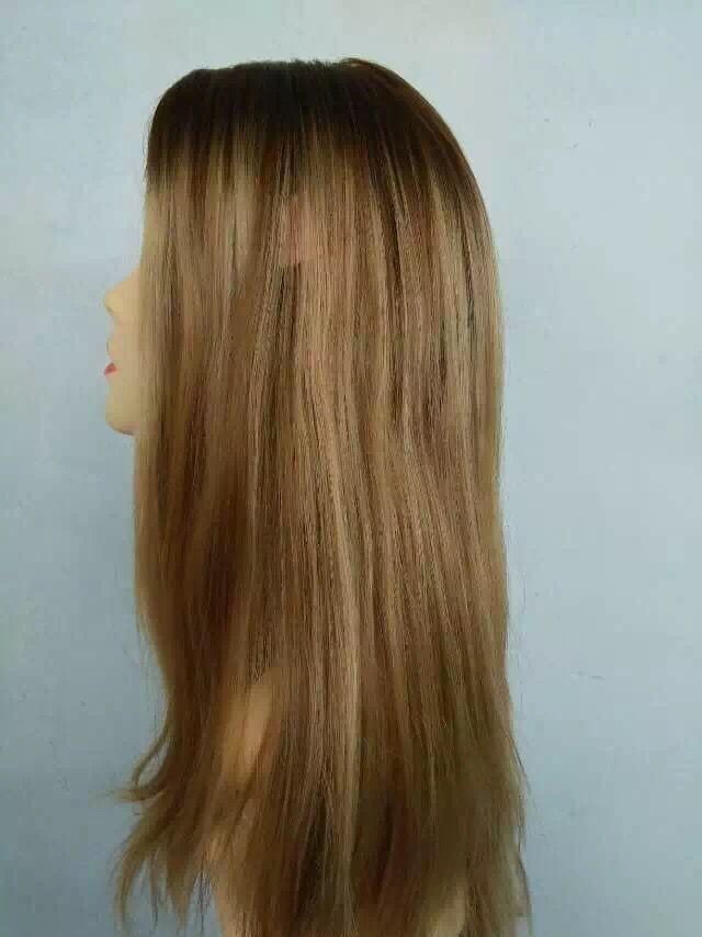High Quality European Human Hair Jewish Wigs 20 Inches Small Layer Highlight with Dark Roots
