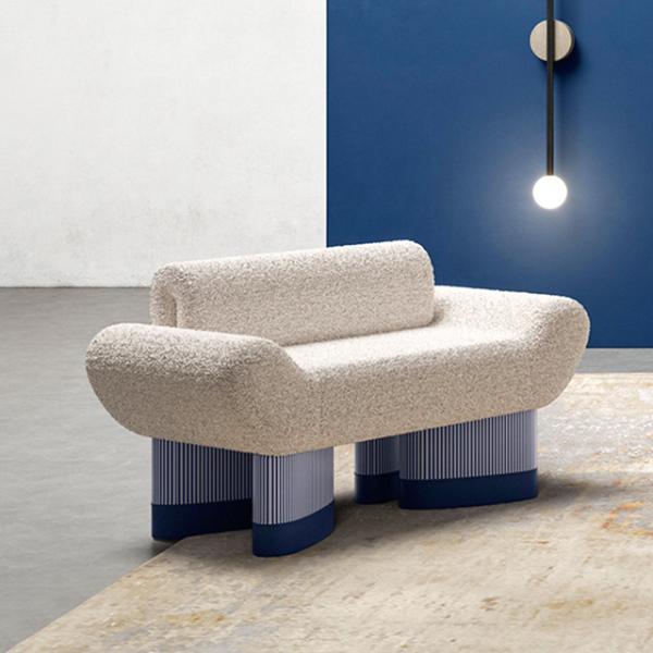 Buy cheap Fabric Leisure Chair Solid Wood Retro Stripe Leisure Chair Lazy Arm Chair from wholesalers