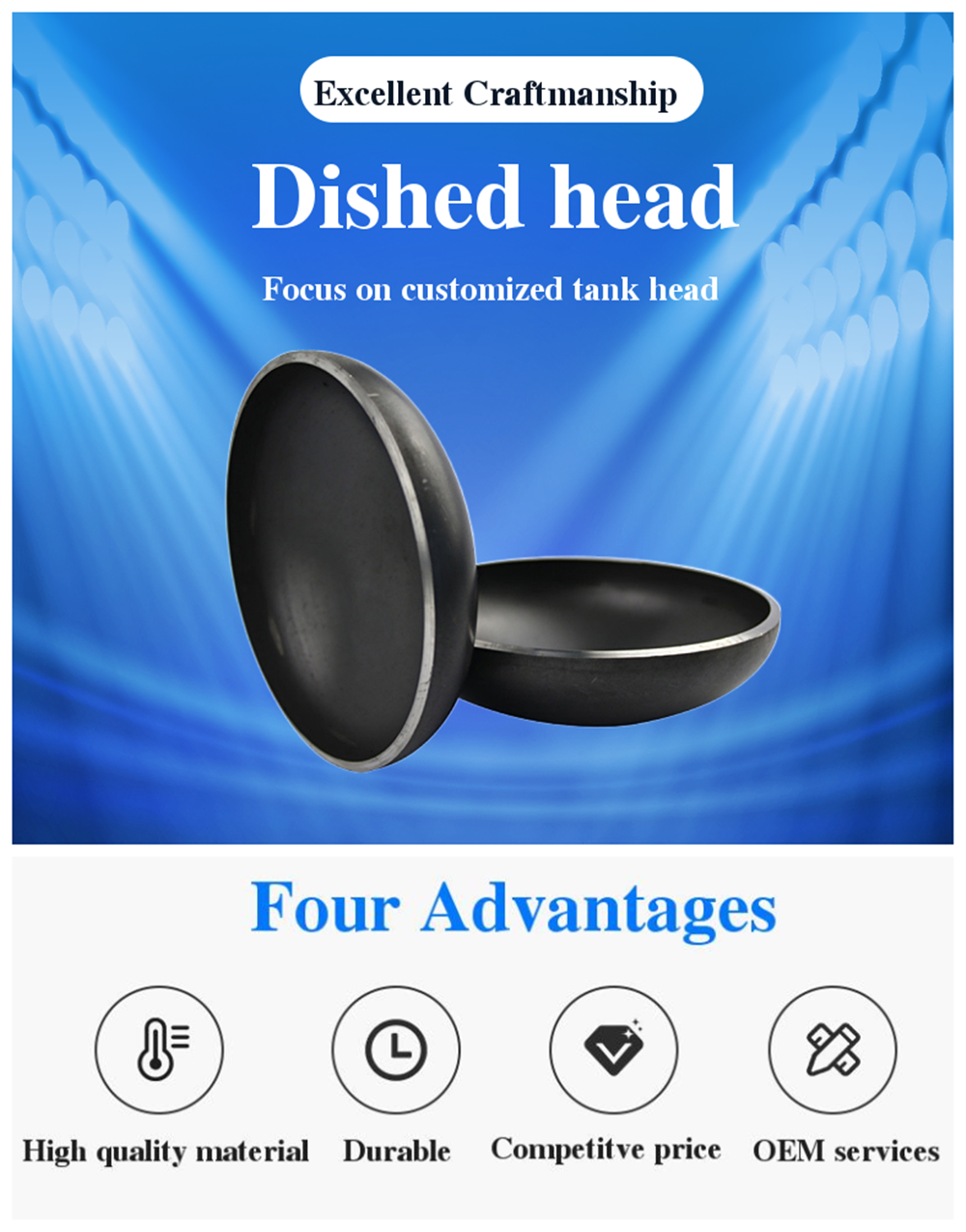Customized Support Hydraulic Pressed Circle Head Code Ellipsoidal Dish Head Tank Cover