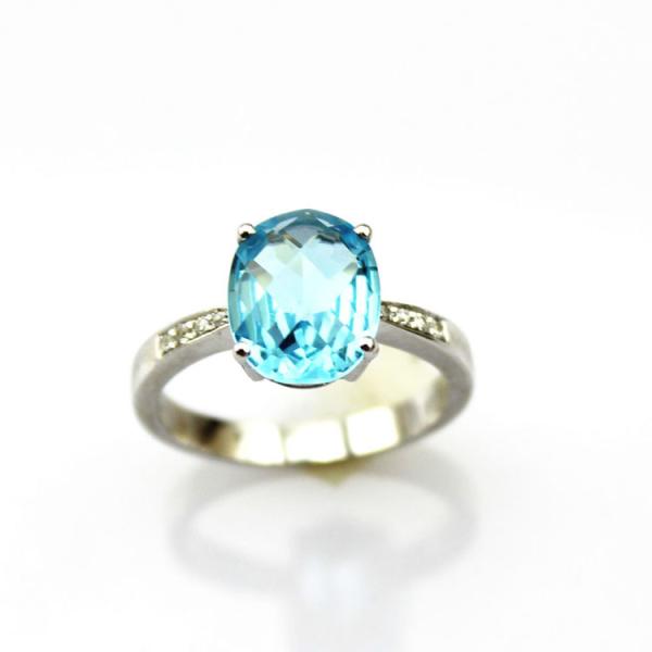 Buy cheap Sterling Silver Oval Blue Topaz Cubic Zirconia Ring Jewelry (F06) from wholesalers
