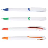 Buy cheap white barrel click quality plastic ball point pen, push style click ballpoint product