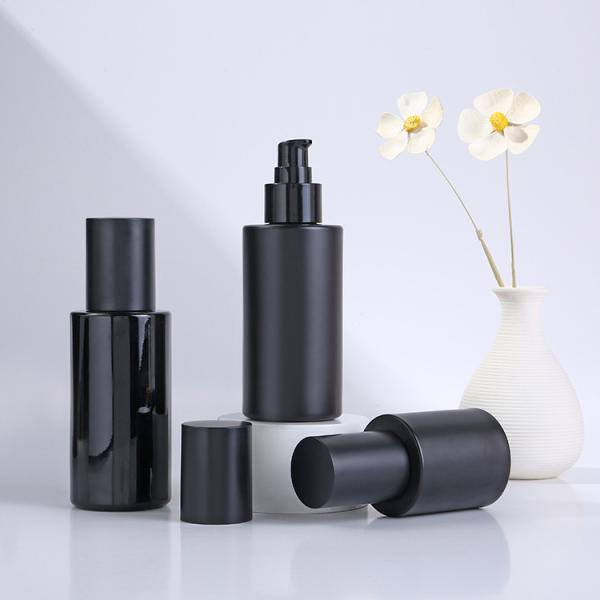 Buy cheap Facial Cleanser Glass Collar Material 30ml 50ml 100ml Perfume Bottle Black Frosted Cosmetic Makeup Packaging Vendors from wholesalers