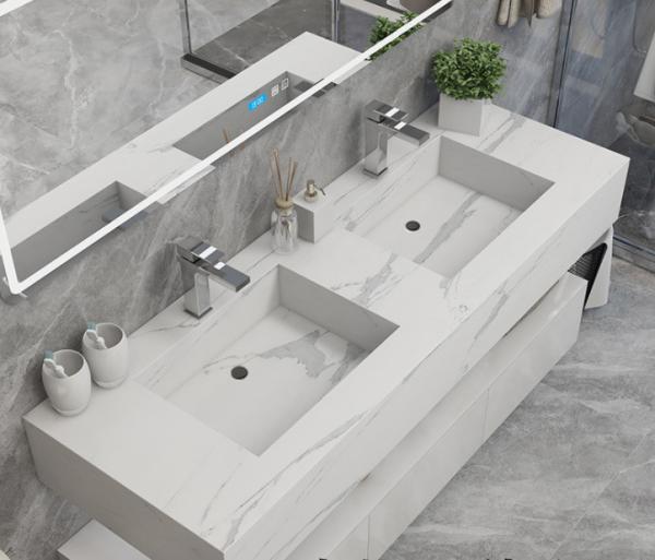 Buy cheap Bianco Carrara Engineering Stone Bathroom Vanity Countertops from wholesalers