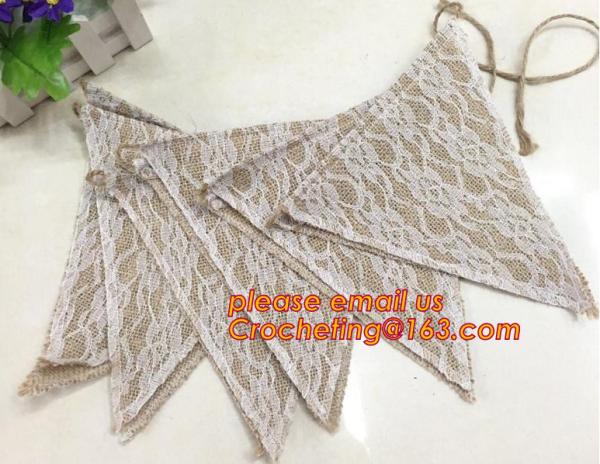 Buy cheap Rustic wedding decor burlap lace bunting jute banner,festival, Rainbow Cotton Lace Handmade Vintage Flag Bunting Banner, from wholesalers