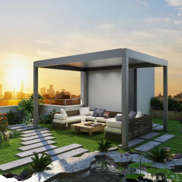 Outdoor Waterproof Shade Electric Bioclimatic Aluminum Pergola with Retractable