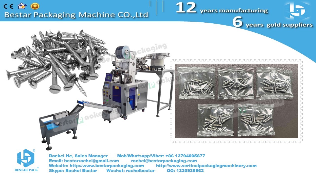 Long screws counting packing machine with two vibrations orbital location system