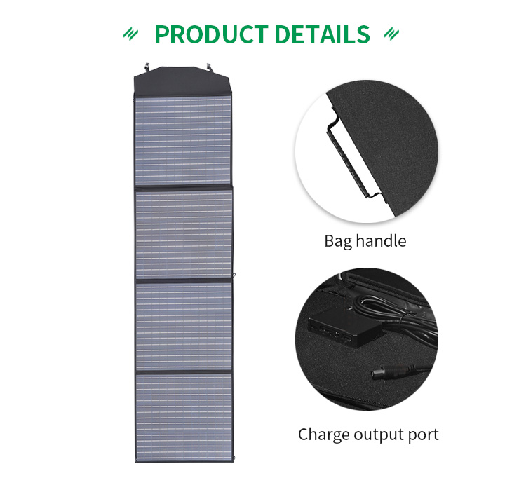 Portable Folding Mono Solar Charger 200W Foldable With 2 USB Outputs For 18v Power Station