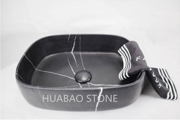 Buy cheap Thick Colid Stone Sink Basin Beautiful Nero Marquina Black Natural Ston from wholesalers