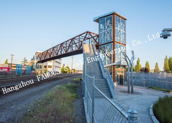 Solar Lighting Prefabricated Pedestrian Bridges Varies Height And Low Maintenanc