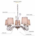 Elegant grey fabric chrome shade Chandelier for home Lighting (WH-MI-09)