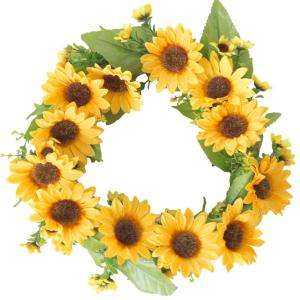Buy cheap 35-42cm Sunflower Wreath Artificial Leaf Plant Waterproof from wholesalers
