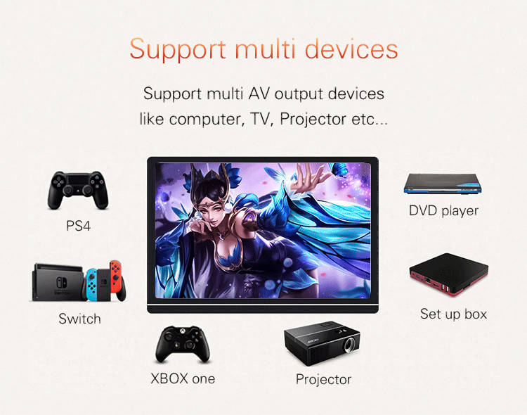 HDMI Type C 178 Degree Viewing Angle 10.1 Inch Portable USB Screen