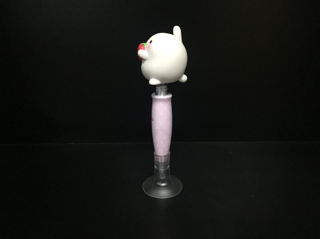 Ball pen with white rabbit figure rubber sucker Plastic Daily Product used for decoration promotion made of PVC and ABS