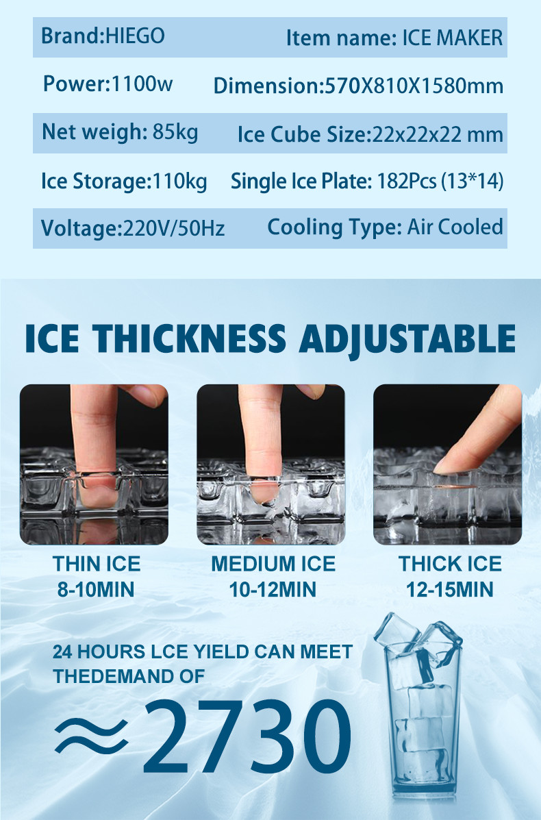 Ice Cube Maker 200KG/24H Machine Full-Automatic Ice Bin Maker