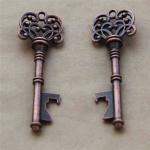Die casting antique bronze head key shape beer bottle opener, innovative wedding