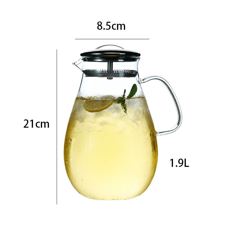 Lead Free 1900ml Coffee Brewing Borosilicate Glass Teapot
