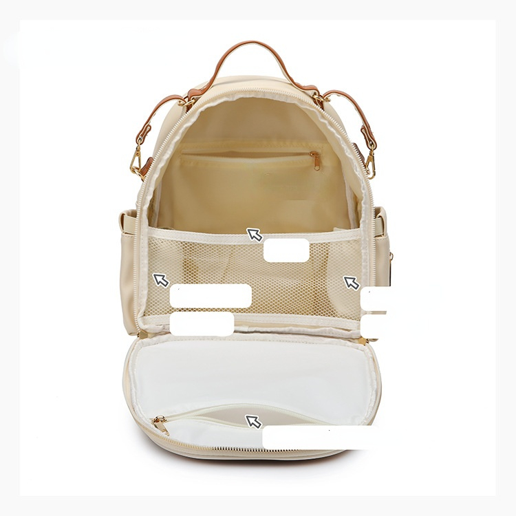 New PU Leather Mommy Nappy Bag Portable Baby Bottle Backpack Multifunction Travel Maternity Diaper Bag witth Stroller Strap