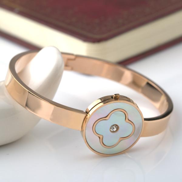 Buy cheap Four-leaf Flower Bracelet, Stainless Steel Shell Bangle， Rose Gold Elegant Jewelry Fashion from wholesalers