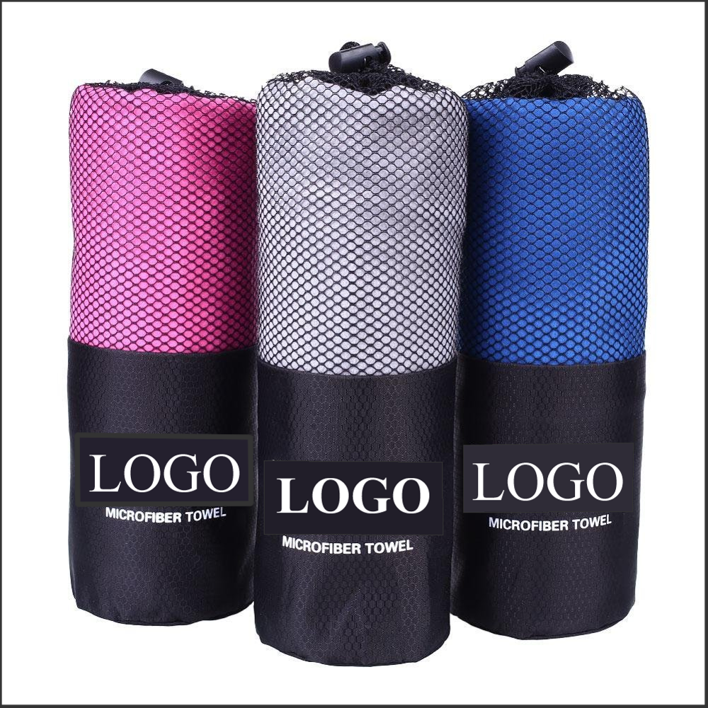 Woven Custom Lightweight Super Absorbent Sports Travel Towel with Carry Bag