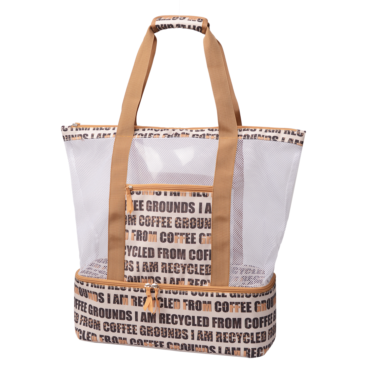 Coffee Grounds Recycle Polyester With Handles Custom Backpack Shopping Tote Bag
