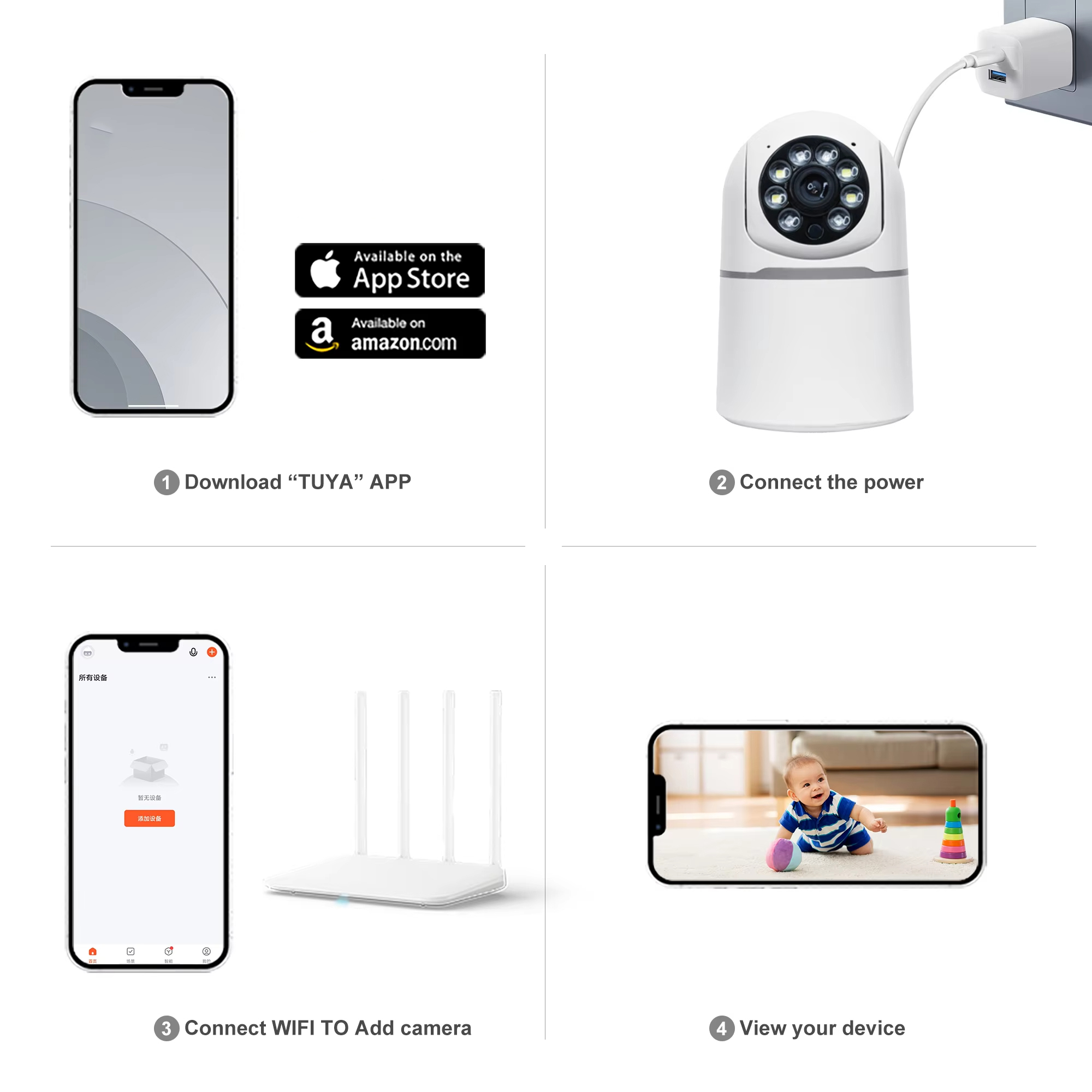 OEM ODM H.265x 4Mp WiFi Smart Indoor PTZ IP Camera Smart Life APP