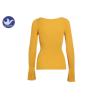 Buy cheap Shinny Yellow Womens Knit Pullover Sweater Small Boat Neck Ribbed Stylish Clothing from wholesalers