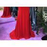 Buy cheap V Neck Red Lace Mermaid Prom Dress Sleeveless Sweep Train Beading Open Back from wholesalers