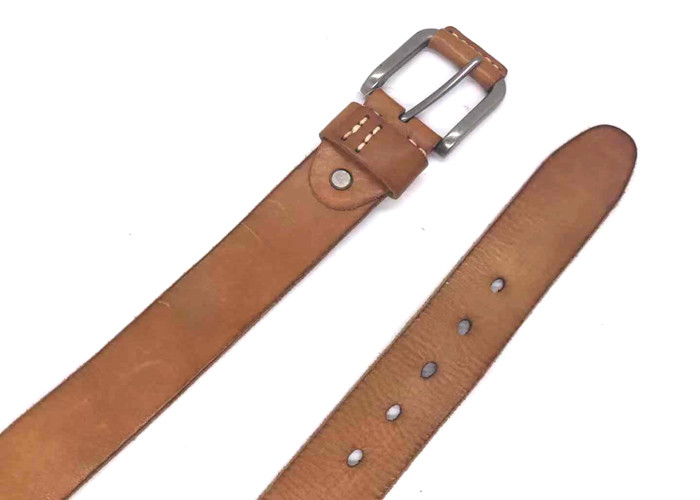 1.5 Inch Wide Casual Mens Tan Leather Belt With Anti - Scratch Buckle