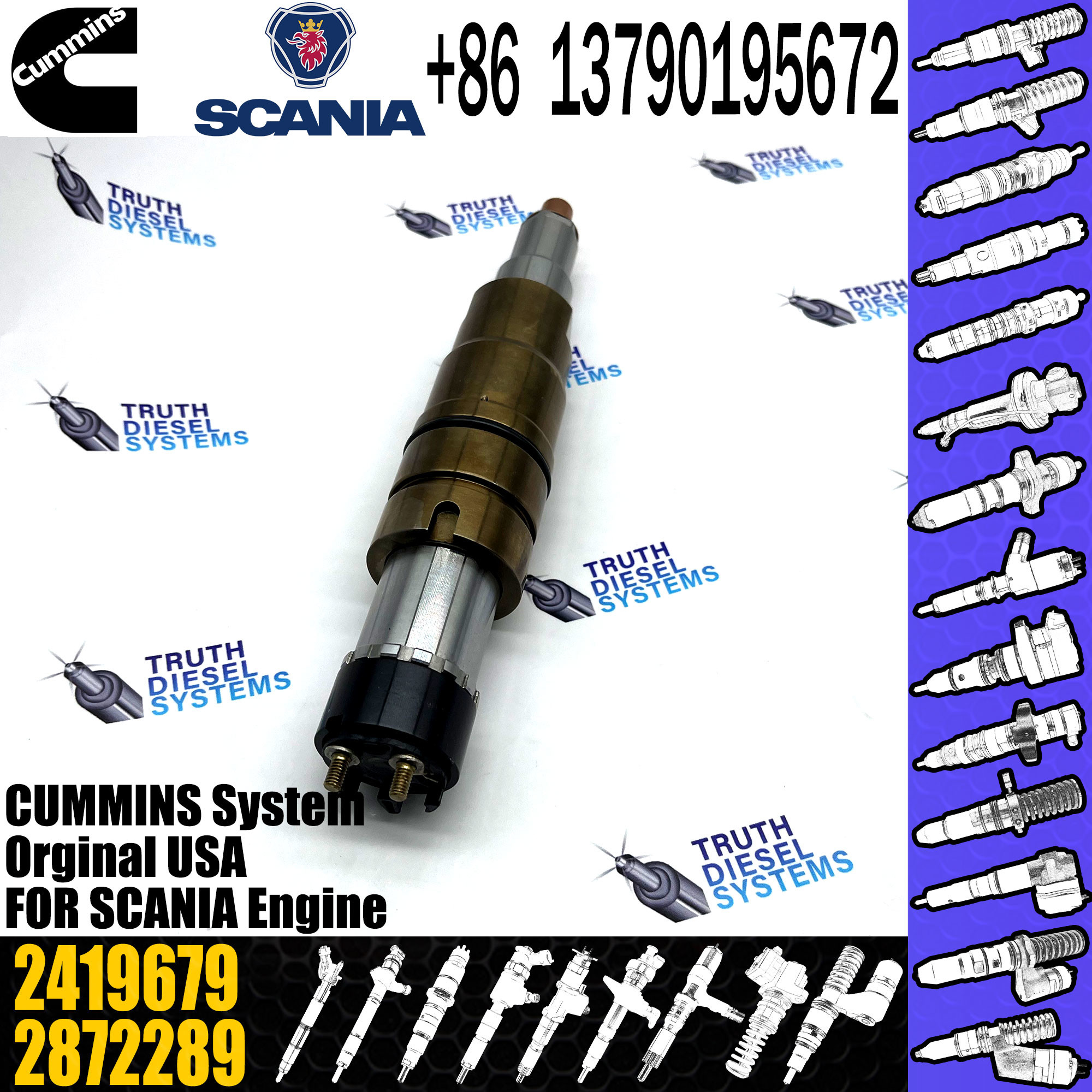 Diesel Scania Engine Common Rail Fuel Injector 2057401 1933613 2058444 1881565 2872289 4905880